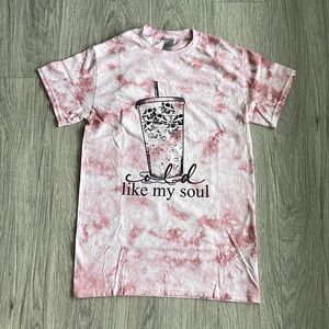 Cold Like My Soul Pink and White Tie Dyed Graphic Tee